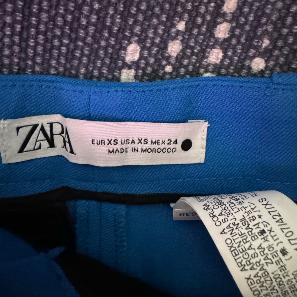 ZARA Mid Rise Straight Leg Blue Trousers XS - Picture 9 of 11